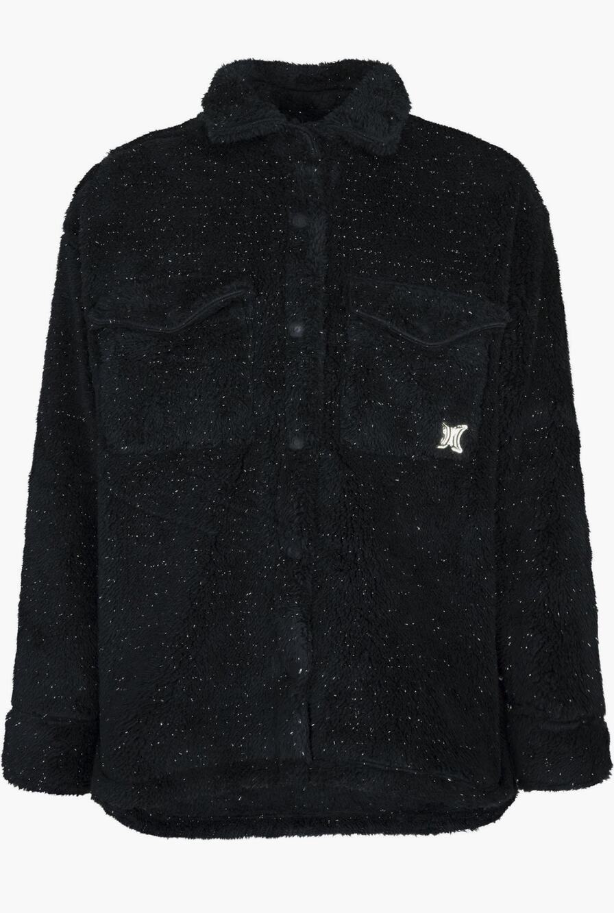 Hurley Kids Faux Shearling Shacket Black Sparkle Size Large NEW Unisex